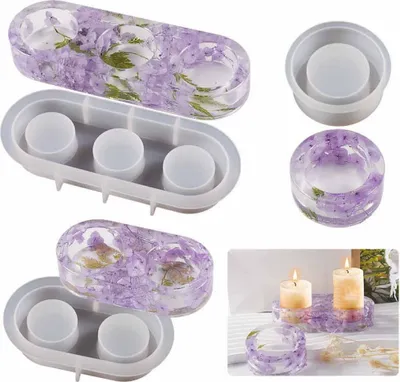 Produktbild von 3 Stück Silikonform Kerzenhalter,DIY Zement Kerzenhalter  Silikonform Teelicht Kerzenhalter Silikonform Epoxidharz Formen Set Silikon Gießform Kerzenhalter für Heimdekoration Silikonformen