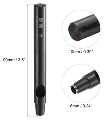 Productafbeelding van Lochstanzer, leder, rond, stansgereedschap, koolstofstaal, 6 mm, cirkelvormig, snijgereedschap, riem, doe-het-zelf, papier