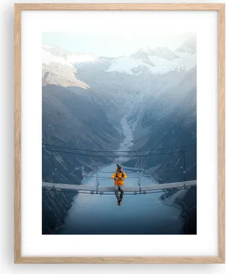 Produktbild von Gerahmtes Poster - Rahmen in heller Eiche - Berge Winter Brücke - 40x50 cm - Wand Bild - Wanddeko - Wandbilder - Kunstposter - Wandposter - Bilderrahmen - Bilder - Kunstdruck - P2NPA40x50-5181