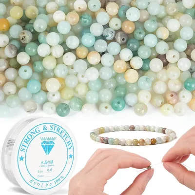 Produktbild von Natursteinperlen Amazonit 166 Stück 4 mm zum Auffädeln DIY Schmuck Bastelset