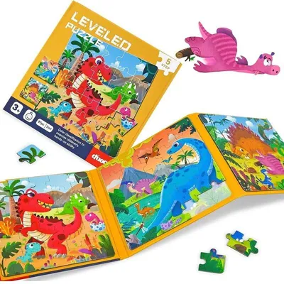 Produktbild von Magnetisches Puzzle - Dinosaurier - 3 in 1 Buch - Level 5 - Reisespielzeug ab 3 Jahren