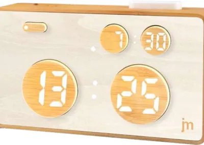 Zdjęcie produktu dla Lowell JD9532, Cyfrowy budzik, Prostokąt, Drewno, AC/Bateria, 5 V, 150 mm
