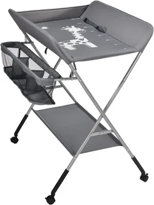 Image de Table à langer pliable - Commode pour bébé - Soins pour bébé à domicile - Réglable en hauteur - 80 x 65 cm - Gris