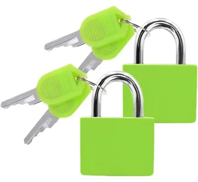 Productafbeelding van Twee kleine koffersloten met sleutel, geschikt voor reizen, kluisjes, koffers, kleur groen