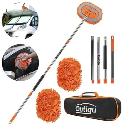 Produktbild von 2-in-1 Chenille microvezel Reinigungssatz mit Teleskopstange, für Auto, Wohnmobil, SUV, LKW und Haushaltsreinigung