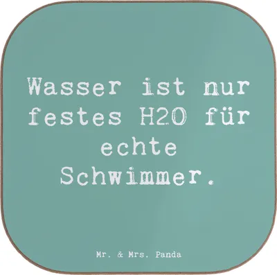 Produktbild von Mr. & Mrs. Panda Tischuntersetzer Spruch Schwimmen Abenteuer - Meeresbrise - Geschenk, Teamsport, Ausdauer, Sportler, Sport, Getränkeuntersetzer, Holzuntersetzer, Wasser
