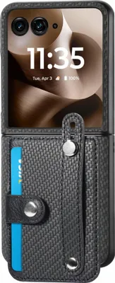 Produktbild von Wallet Hülle für Motorola Razr 60 Ultra Kunstleder mit Handschlaufe Schwarz