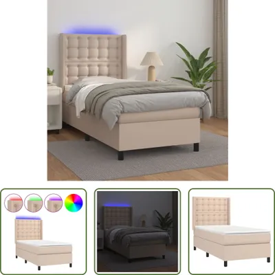 Produktbild von The Living Store Boxspringbett mit Matratze & LED Cappuccino-Braun 100x200cm