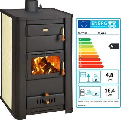 Produktbild von Holzofen PRITY S3 W21 mit Wasserwärmetauscher Zentralheizung Ofen - 21.2 Kw