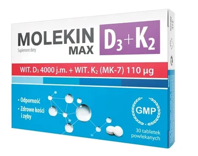 Zdjęcie produktu dla Molekin D3 + K2 MAX, 30 tabletek