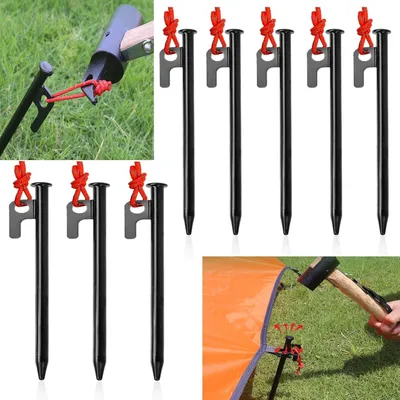 Produktbild von Stabile Campingzeltheringe - 8 Stück - 20 cm - Reflektierende Schnüre - Outdoor Zeltpflock