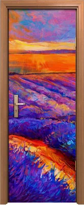 Produktbild von Türposter 70x200 cm Türaufkleber Türtapete Türfolie Klebefolie Kunst Sonnenuntergang Lavendelfelder