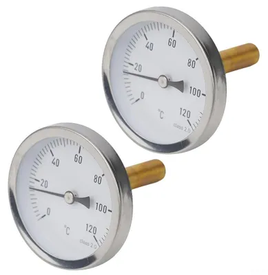 Obrázek produktu pro Solidchoice - 2 kusy bimetalických teploměrů pro vytápění - 63 mm, rozsah 0-120 °C