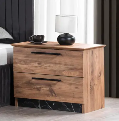 Image de Meubles de chambre à coucher Table de chevet 2x Lit complet Gris Set 3pcs.