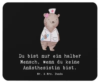Produktbild von Mr. & Mrs. Panda Mauspad Anästhesistin Herz - Schwarz - Geschenk, mousematte, Anästhesie, Krankenhaus, Spruch, Mousepad, Studium, Witzig, pc, Mouse Pad