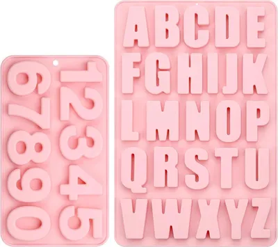 Produktbild von Silikonform Buchstaben Zahlen Alphabet Gießformen 3D Set groß Rosa