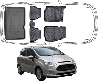 Produktbild von 3D Fußmatten & Untere Kofferraumwanne Auto Set Kompatibel mit FORD B-MAX 2012 - 2017