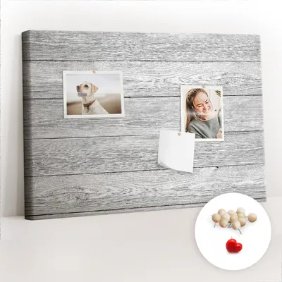 Produktbild von Korkwand mit Stecknadeln – Schwarzes Brett mit Stecknadeln für Fotos und Notizen – 60x40 cm – 100 Holz-Stecknadeln – Holzplatten