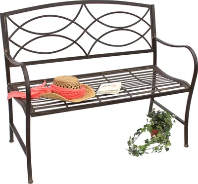 Produktbild von DanDiBo Gartenbank Metall Braun Wetterfest 109 cm Sitzbank 111185 2-Sitzer Bank Eisenbank Baumbank Parkbank
