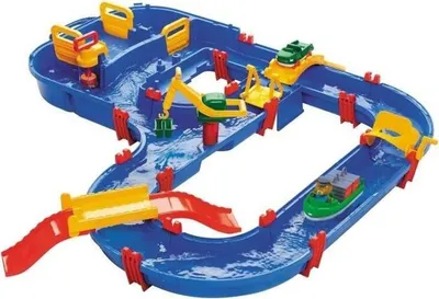 Produktbild von Wasserspielbahn, Aquaplay Mega Bridge, 35 Zubehörteile, inkl. Boot, Amphibienfahrzeug & Bär Figur