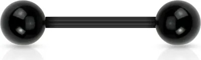 Produktbild von viva-adorno Barbell Piercing Stab Zungenpiercing Kunststoff Kunststoff Kugeln verschiedene Farben Z312,Schwarz