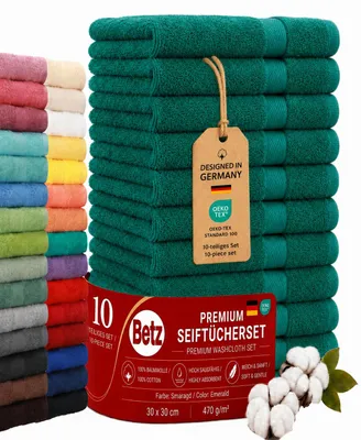 Produktbild von Betz Premium Seiftücher Set 10-teilig – 10× Seiftuch 30×30 cm, 100% Baumwolle 470 g/m², weich & saugstark, ® Farbe smaragd, KI-generiertes Bild