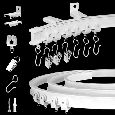 Productafbeelding van KOLAKO flexibele, buigbare gordijnrail, wandbevestiging voor plafond, 3,6 meter, PVC-staal
