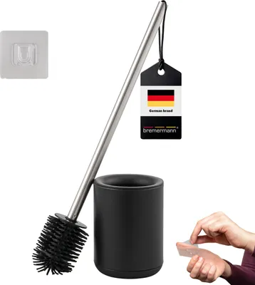 Immagine prodotto di Set WC bremermann BARBENA con spazzola flessibile in TPR, manico in acciaio inox, nero