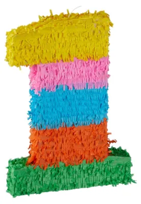 Produktbild von Relaxdays Pinata Geburtstag, Zahl 1, zum Aufhängen, Kinder & Erwachsene, Papier, zum selbst Befüllen, Piñata, bunt