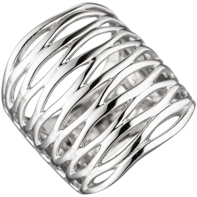Produktbild von Breiter Silberring Ring Damenring 24,6mm breit 925 Silber rhodiniert Damen Innenumfang 58mm  Ø18.5mm
