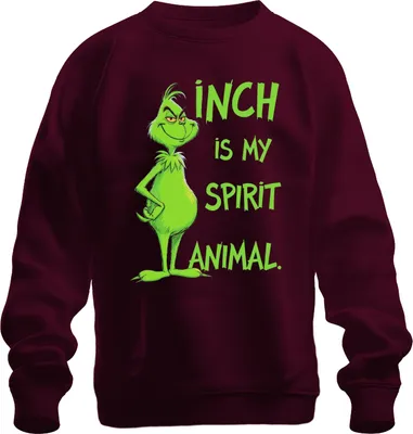 Produktbild von Grinch IS MY SPIRIT ANIMAL Weihnachten Weihnachtshumor Kultfilm Uni Sweatshirt Pullover, Burgundy, L
