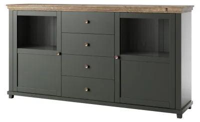 Produktbild von Sideboard Elda Anrichte 181x42x93cm grün / Eiche Lefkas 2-türig