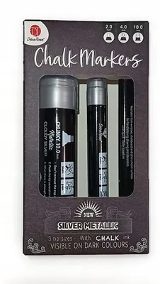 Produktbild von DecoTime Glitzer Kreidemarker Metallic Silber - 3 Stück