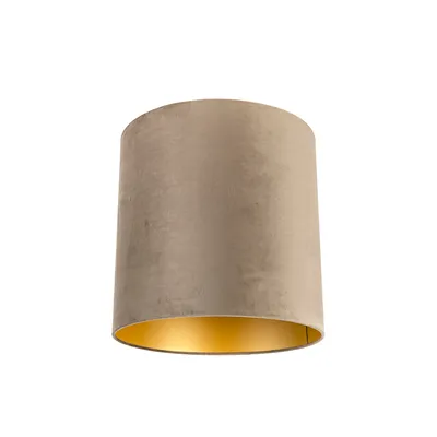 Produktbild von Samt Lampenschirm Taupe 40 40 40 mit Goldener Innenseite