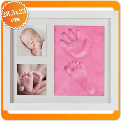 Produktbild von Baby Bilderrahmen Geschenk Set - Fotorahmen für Handabdruck Fußabdruck & Fotos