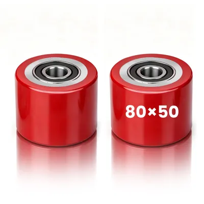 Image de Roulettes pour transpalettes, série de 2, en polyuréthane, 80 x 50 mm, axe de 20 mm, incluant les roulements à billes. Roulettes de remplacement pour transpalettes, charge maximale : 1000 kg