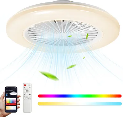 Obrázok produktu pre Jopassy RGB stropný ventilátor s LED osvetlením a diaľkovým ovládaním Ventilátor Stropná lampa biela