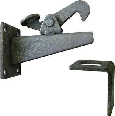 Produktbild von Torfeststeller Wand 100 / 65 x 50 x 6 mm - Feuerverzinkter Stahl - Inkl. Feststellwinkel - Zum Schrauben