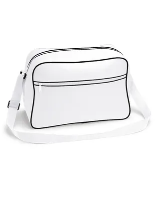 Immagine prodotto di BagBase BG14 | Borsa a tracolla retrò | 40 x 28 x 18 cm - Colore: Bianco/Nero - Dimensioni: 40 x 28 x 18 cm