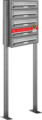 Produktbild von 5er Edelstahl Stand Briefkasten Anlage Freistehend