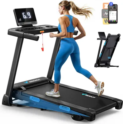 Produktbild von Klappbares elektrisches Laufband – 2,5 PS, bis 12 km/h, leiser Motor, LED-Anzeige, APP & Tablet-Halter, Herzfrequenzmessung, bis 136 kg, Home & Office