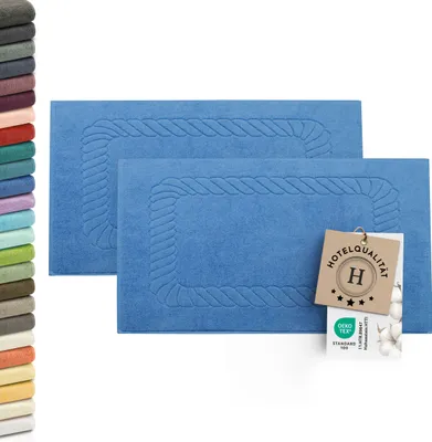 Produktbild von 2er-Set Badematten, Baumwolle, 50x70 cm, 740g/qm, blau (royal)