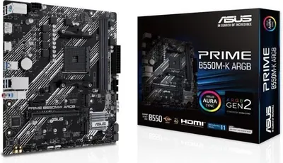 Zdjęcie produktu dla Płyta Główna ASUS PRIME B550M-K ARGB, AMD B550, Socket AM4, Micro ATX, DDR4, USB 3.0