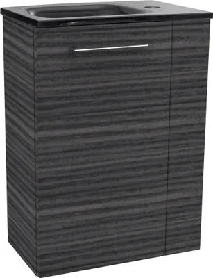 Produktbild von Fackelmann SBC B. PERFEKT Gäste WC Set 2-teilig 45 cm, Anthrazit Holzoptik, links, Glas Anthrazit