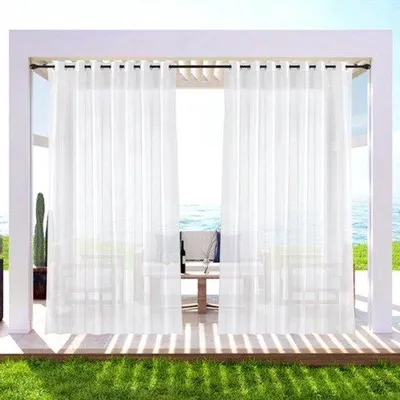 Productafbeelding van 2 stuks outdoortent, transparant gordijn voor buiten, gordijnen voor balkon, 132 cm x 213 cm, weerbestendig, voor balkon, terras, tuin, pergola, 2 stuks