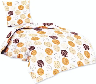 Produktbild von Flanell Bettwäsche ANOUK 2 teilig Reißverschluss Kreise gelb-braun Marke 135 x 200 cm + 80 x 80 cm