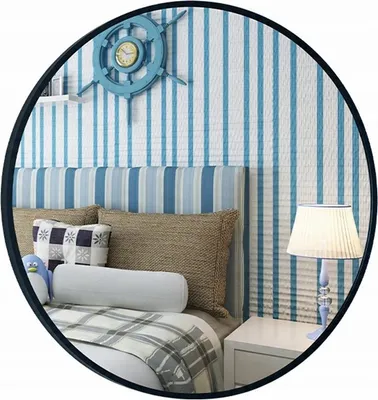 Zdjęcie produktu dla Lustro ścienne stylowe okrągłe czarna rama średnica 80 cm