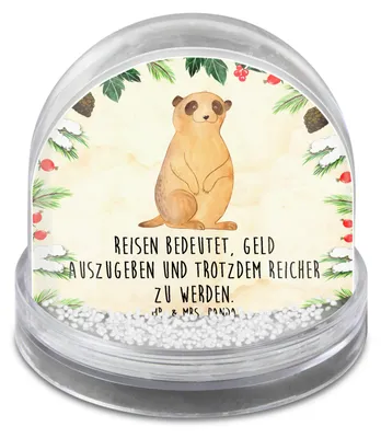 Produktbild von Mr. & Mrs. Panda Schneekugel Weihnachten Erdmännchen - Naturpapier - Geschenk, Spruch, Winterkugel, Traveling, Afrika, Weltreise, dekoartikel, schnee kugel, Reisen