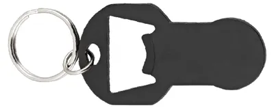 Produktbild von Metall-Schlüsselanhänger mit Einkaufschip und Flaschenöffner / Farbe: schwarz