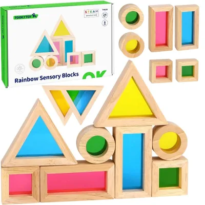 Immagine prodotto di Tooky Toy Set di blocchi di specchi colorati in legno da 8 pezzi